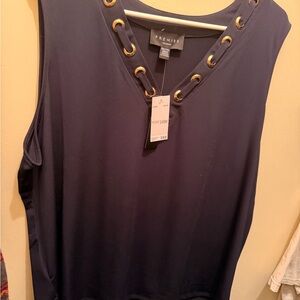 Premise Black Tank Top with Gold Eyelets